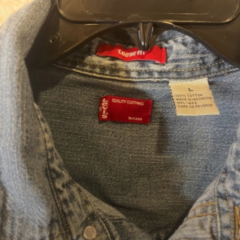 Vintage Levi's Shirt Men Size L 90's Metal Button Denim Red Tab Workwear Y2K - Picture 4 of 6